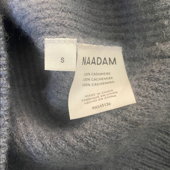 Naadam Women's Blue 100% Cashmere Ribbed Knit Long Sleeve Sweater Top Size S - Picture 4 of 5